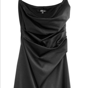 Strapless black cocktail dress